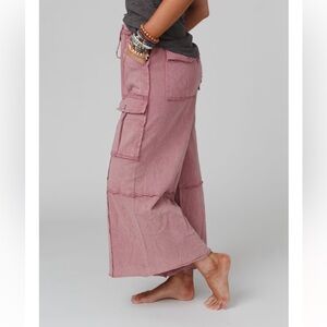 Plum wide leg utility pants